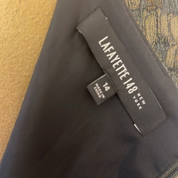 Lafayette 148 Sleeveless Green Print Poly Stretch Dress 14 - Picture 7 of 8